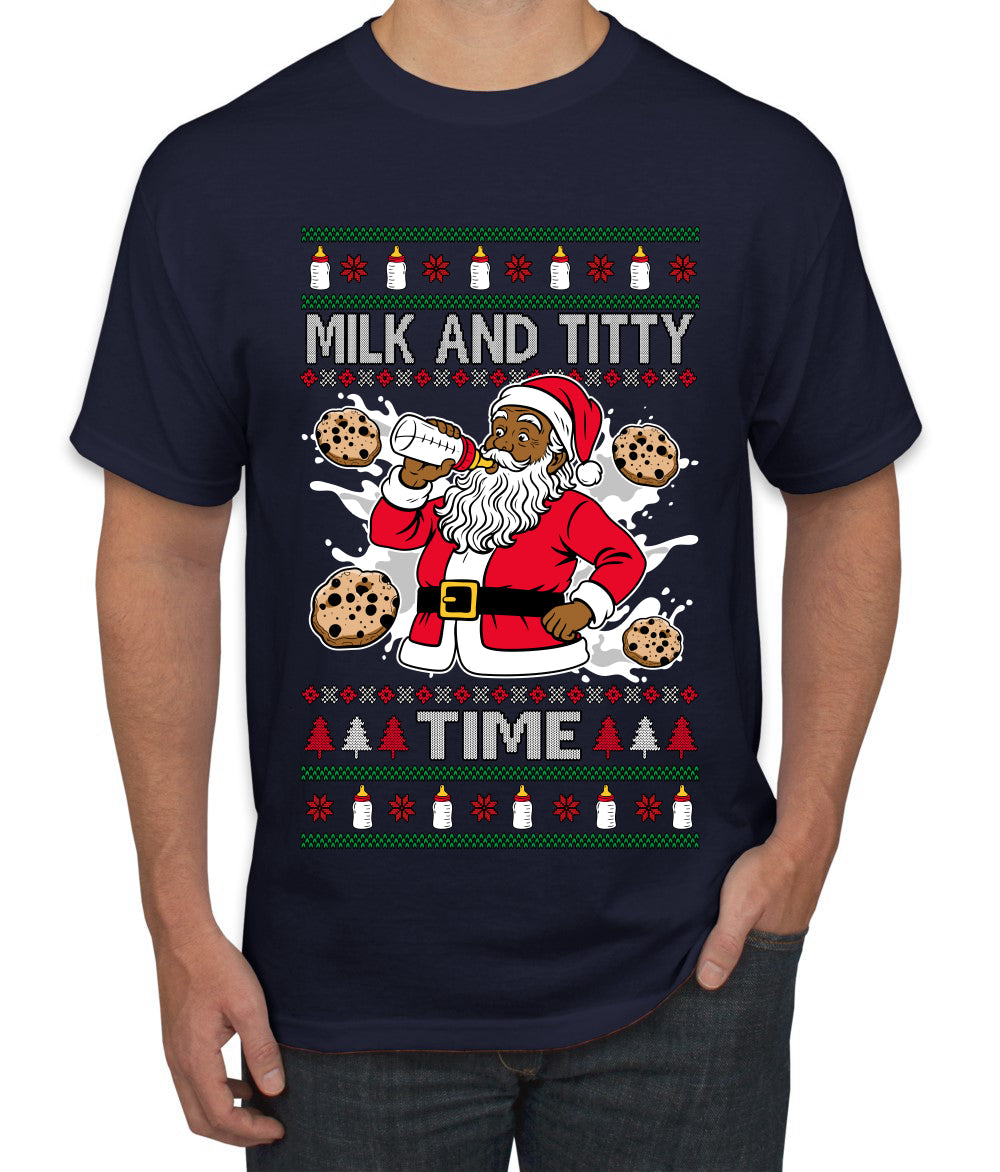 Milk And Titty Time Christmas Sweater, Ugly Christmas Sweater Men's T-Shirt