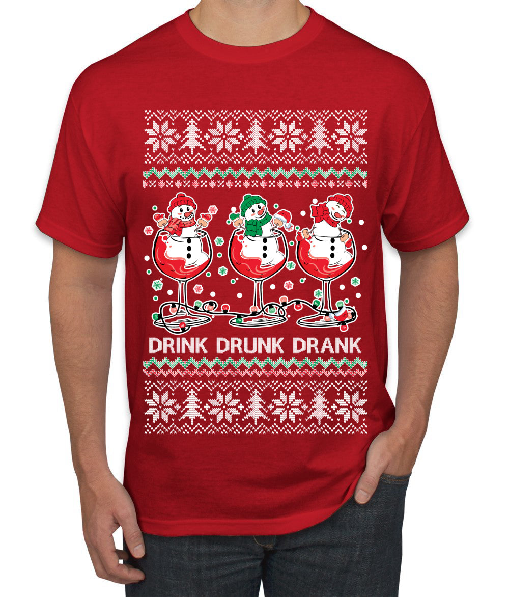 Holiday Spirits Drink Drank Drunk Snowmen Ugly Christmas Sweater Men's T-Shirt