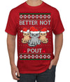 Better Not Pout, Cute Sad Santa Cats | Funny Ugly Christmas Sweater Men's T-Shirt