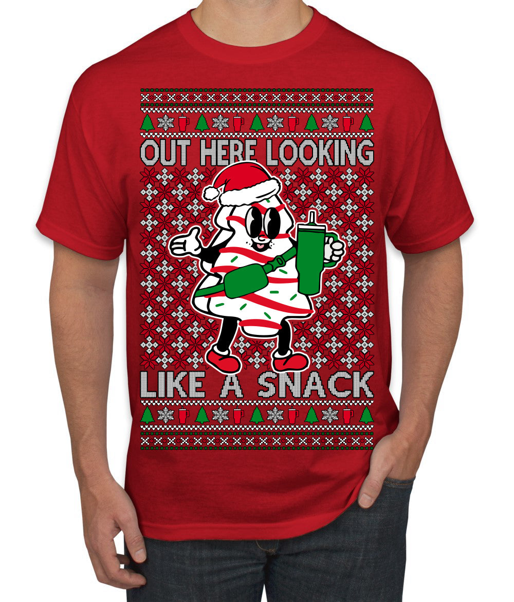 Out Here Looking Like a Snack Funny Cute Christmas Cookie Ugly Christmas Sweater Men's T-Shirt