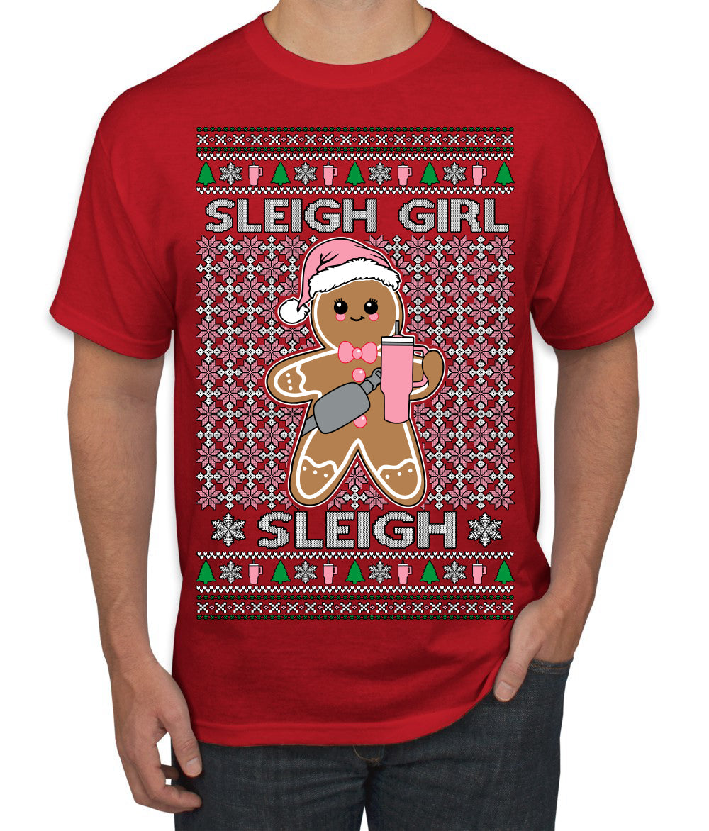 Sleigh Girl Sleigh Funny Trendy Pop Girly Sling Bag Coffee Cup Unisex Ugly Christmas Sweater Men's T-Shirt