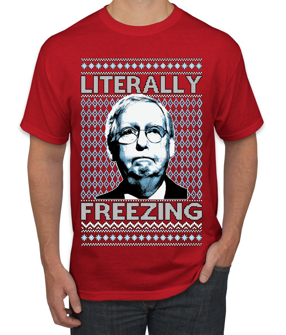 Literally Freezing McConnell Senator  Ugly Christmas Sweater Men's T-Shirt