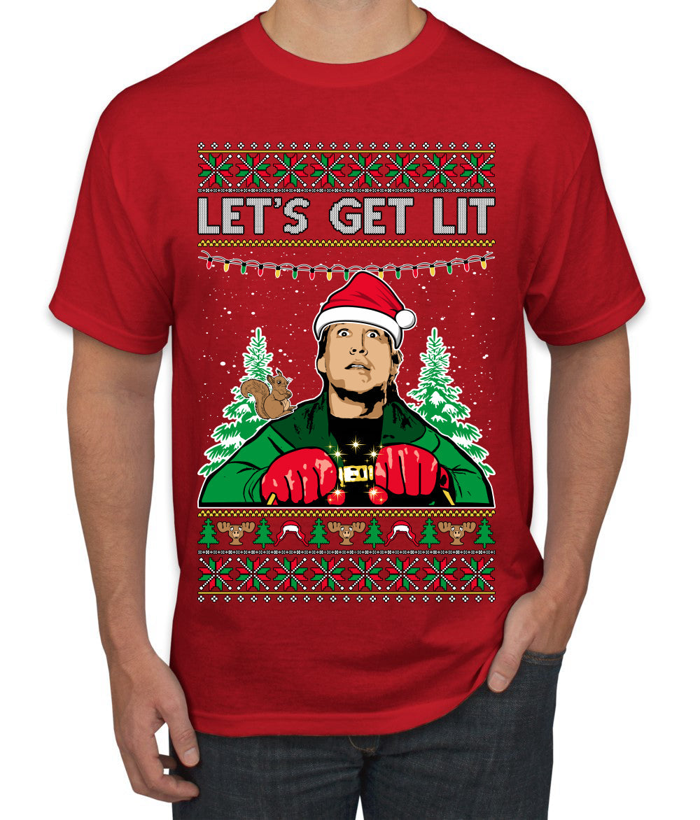 Let's Get Lit Clark Vacation Ugly Christmas Sweater Men's T-Shirt