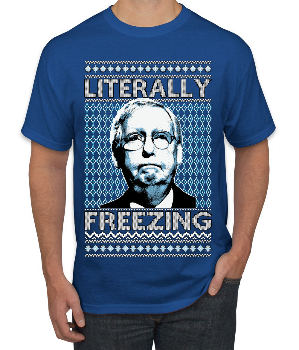 Literally Freezing McConnell Senator  Ugly Christmas Sweater Men's T-Shirt
