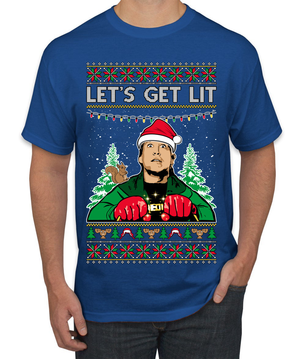 Let's Get Lit Clark Vacation Ugly Christmas Sweater Men's T-Shirt