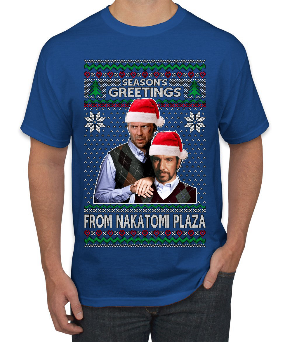 Season's Greeting From Nakatomi Plaza Ugly Christmas Sweater Men's T-Shirt