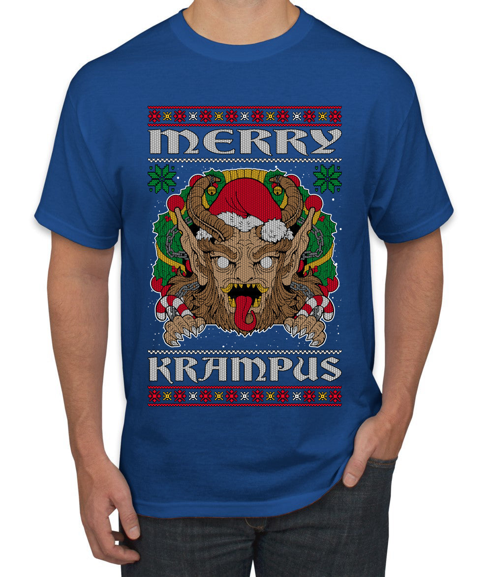 Merry Krampus Santa Folklore Figure Horror Ugly Christmas Sweater Men's T-Shirt