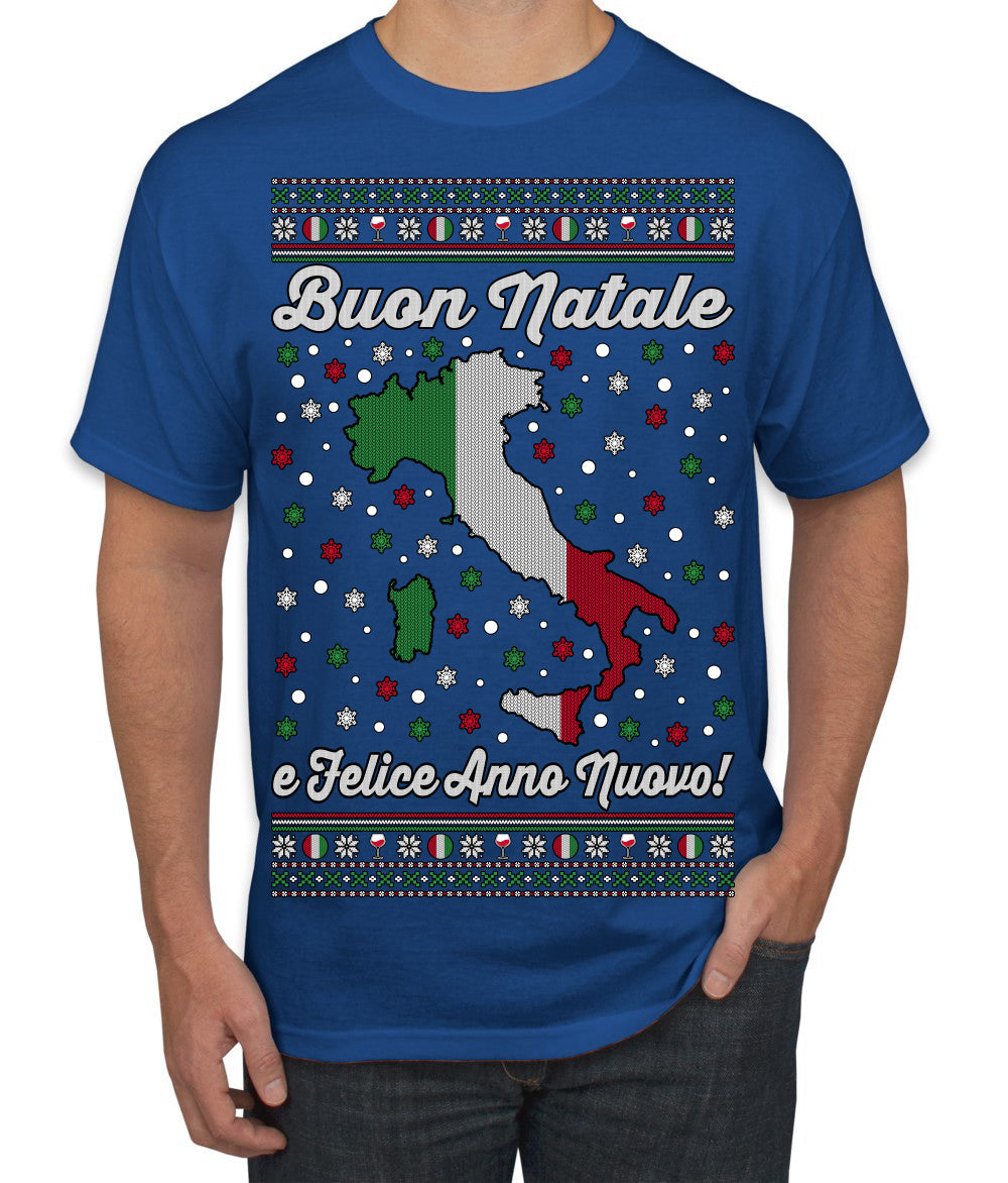 Buon Natale e Felice Anno Nuovo! Merry Christmas and Happy New Year Ugly Christmas Sweater Men's T-Shirt
