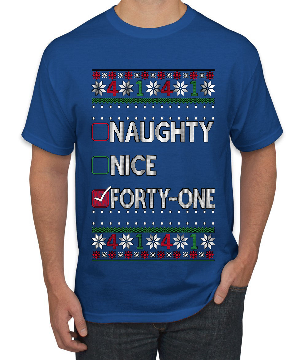 Funny Meme List Naughty, Nice, 41, Ugly Christmas Sweater Men's T-Shirt
