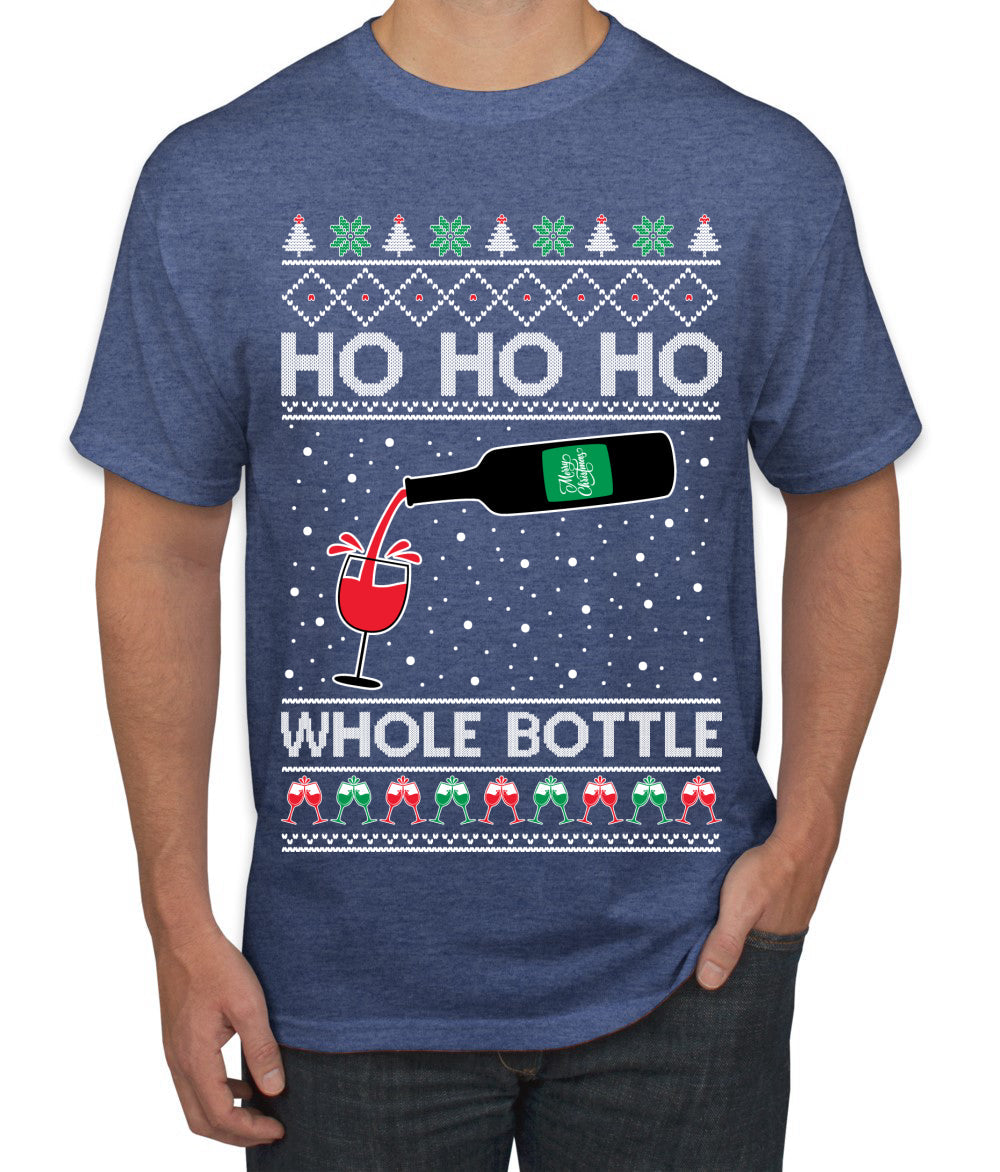 Ho Ho Ho Whole Bottle Wine Spirits Ugly Christmas Sweater Men's T-Shirt