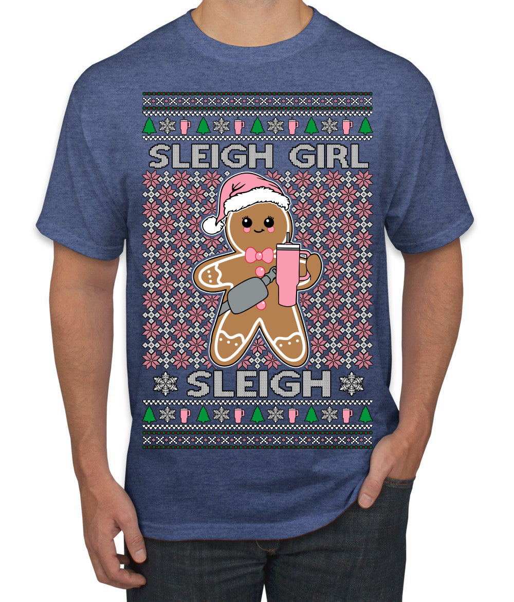 Sleigh Girl Sleigh Funny Trendy Pop Girly Sling Bag Coffee Cup Unisex Ugly Christmas Sweater Men's T-Shirt