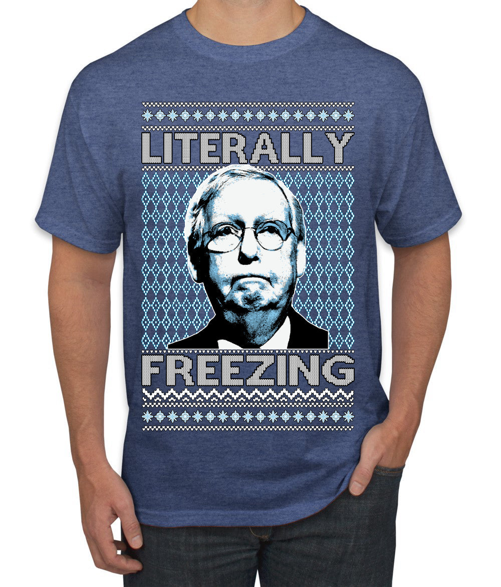 Literally Freezing McConnell Senator  Ugly Christmas Sweater Men's T-Shirt