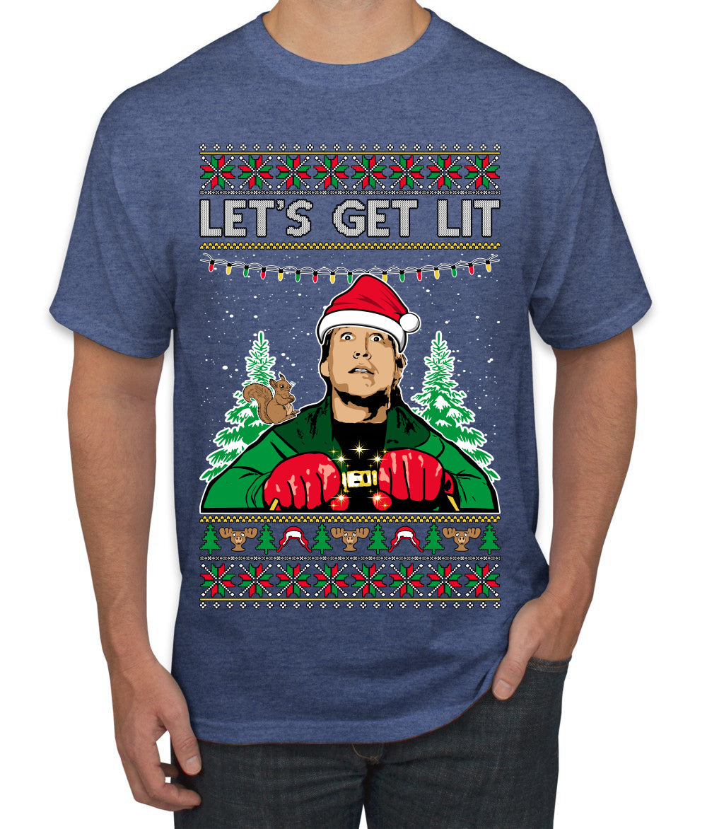 Let's Get Lit Clark Vacation Ugly Christmas Sweater Men's T-Shirt