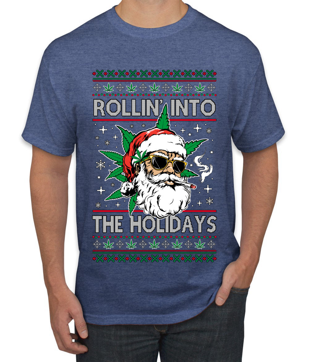 Rollin' Into The Holidays Christmas Sweater, Ugly Christmas Sweater Men's T-Shirt