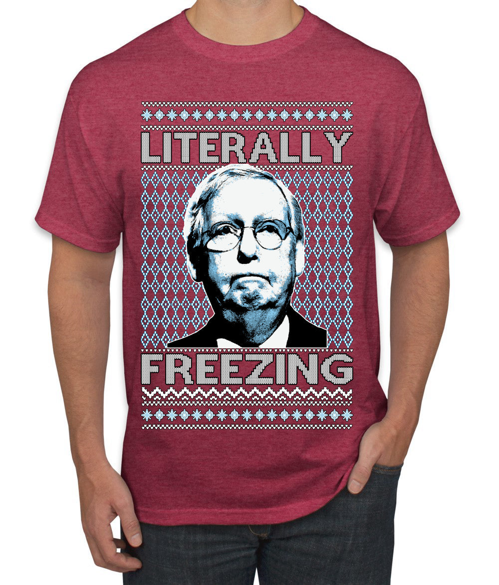 Literally Freezing McConnell Senator  Ugly Christmas Sweater Men's T-Shirt