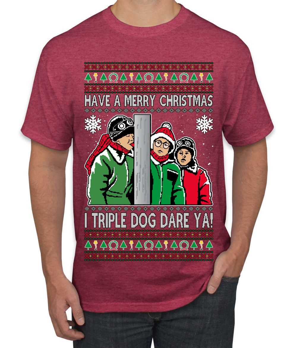 I Triple Dog Dare Ya Merry Story Ugly Christmas Sweater Men's T-Shirt