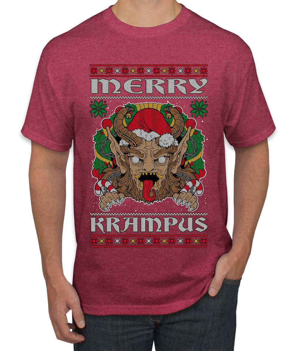 Merry Krampus Santa Folklore Figure Horror Ugly Christmas Sweater Men's T-Shirt