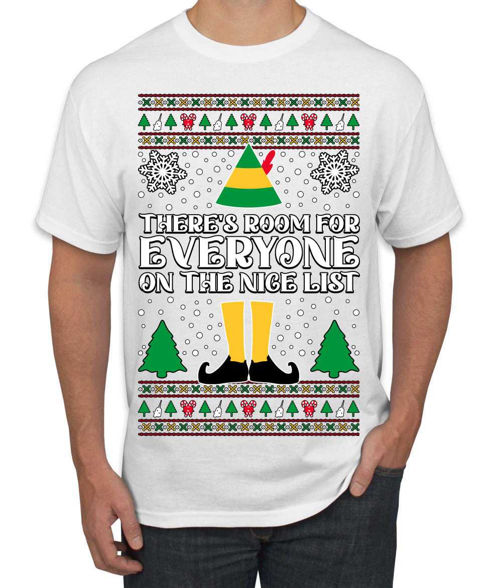 Room For Everyone On The Nice List Christmas Movie Quote  Ugly Christmas Sweater Men's T-Shirt