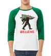 Believe Sanata Sasquatch Bigfoot Christmas Christmas 3/4 Sleeve Raglan Unisex Baseball Tee