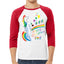 Unicorn Pissing Rainbow Christmas 3/4 Sleeve Raglan Unisex Baseball Tee