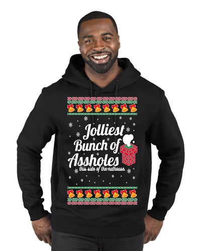 Jolliest Bunch of Assholes Xmas Movie Ugly Christmas Sweater Premium Graphic Hoodie Sweatshirt