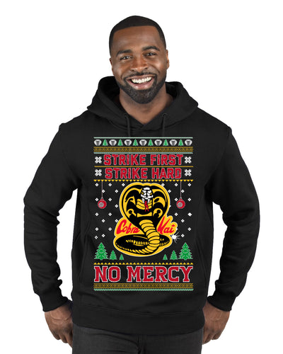 Strike First Strike Hard No Mercy Xmas Ugly Christmas Sweater Premium Graphic Hoodie Sweatshirt