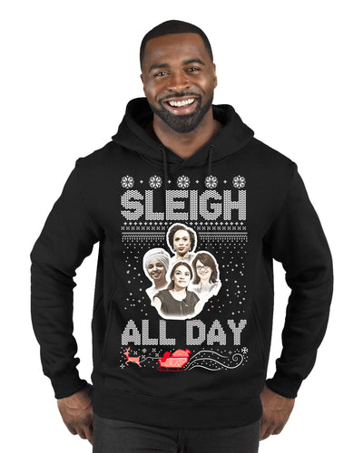 AOC The Squad Congresswomen Sleigh All Day Xmas Ugly Christmas Sweater Premium Graphic Hoodie Sweatshirt