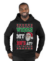 Where my Hos At Santa Funny Ugly Christmas Sweater Premium Graphic Hoodie Sweatshirt