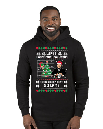 Well Happy Birthday Jesus Funny Quote Office Christmas Premium Graphic Hoodie Sweatshirt