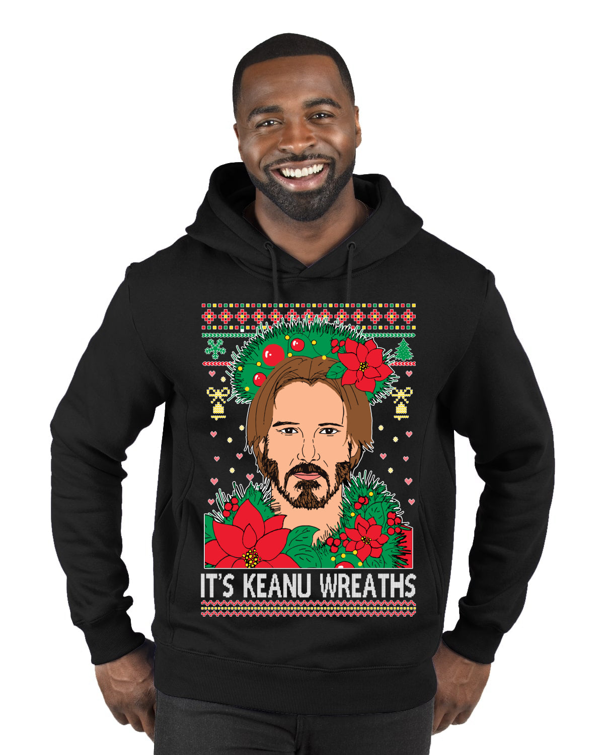 It's Keanu Wreaths Ugly Christmas Sweater Premium Graphic Hoodie Sweatshirt