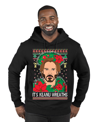 It's Keanu Wreaths Ugly Christmas Sweater Premium Graphic Hoodie Sweatshirt
