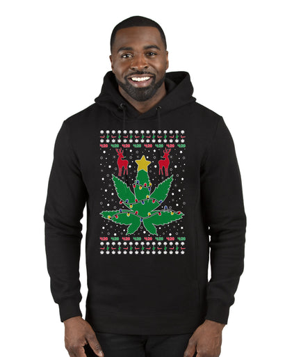 Weed Marijuana Lit Deer Pot Leaf Xmas Lights Christmas Premium Graphic Hoodie Sweatshirt