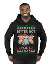 Better Not Pout, Cute Sad Santa Cats | Funny Ugly Christmas Sweater Premium Graphic Hoodie Sweatshirt