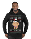 Ask Your Mom If I'm Real Funny, Funny Dirty Inappropriate Censored Santa Claus Ugly Christmas Sweater Premium Graphic Hoodie Sweatshirt