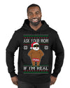 Ask Your Mom If I'm Real Funny Black Santa Claus Censored Ugly Christmas Sweater Premium Graphic Hoodie Sweatshirt