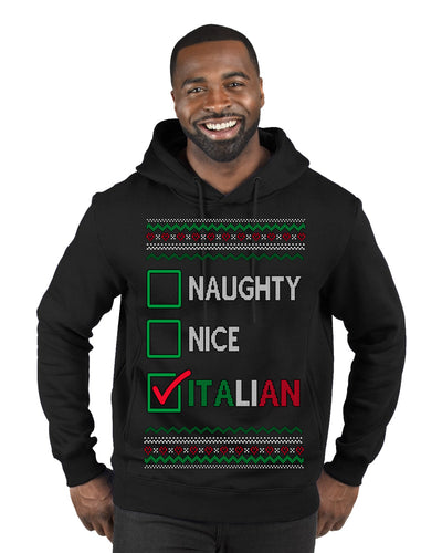 Naughty Nice Italian Funny Italians Italy Colors Ugly Christmas Sweater Premium Graphic Hoodie Sweatshirt