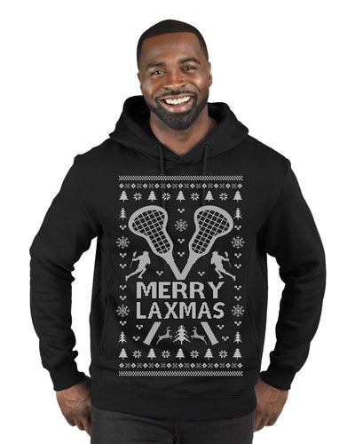 Merry Laxmas Funny Lacrosse Sports LAX Teen Sports Pun Ugly Christmas Sweater Premium Graphic Hoodie Sweatshirt