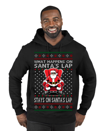What Happens on Santa's Lap Stays on Santa's Lap, Funny Dirty X Rated Naughty Ugly Christmas Sweater Premium Graphic Hoodie Sweatshirt