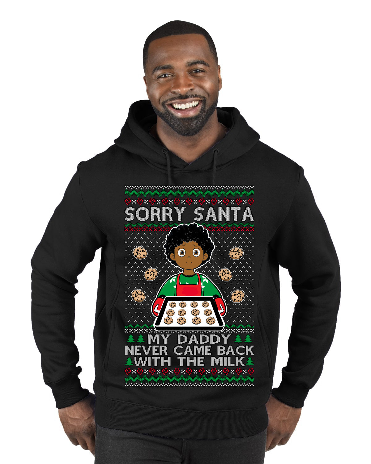 Sorry Santa Dad Never Came Back With Milk, Other Kid, Funny Viral Daddy Left Sad Kid Meme Ugly Christmas Sweater Premium Graphic Hoodie Sweatshirt