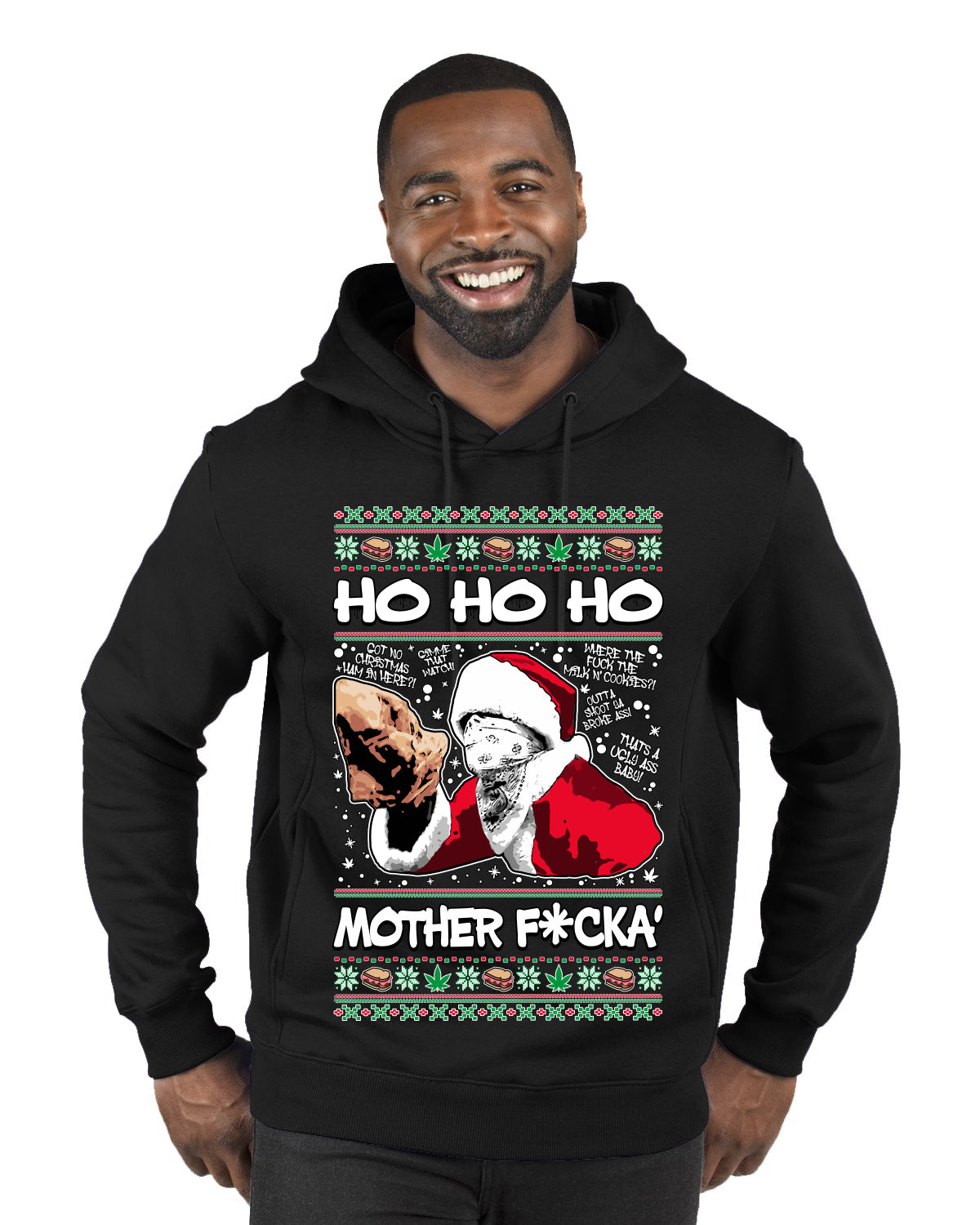 Friday Hood Santa  Ugly Christmas Sweater Premium Graphic Hoodie Sweatshirt