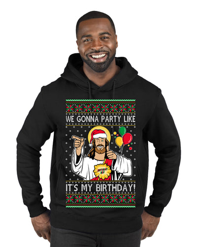Gonna Party Like It's My Birthday Jesus Ugly Christmas Sweater Premium Graphic Hoodie Sweatshirt