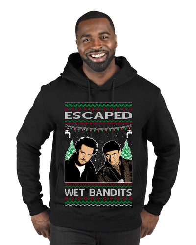 Escaped Bandits Classic Home Holiday Movie Ugly Christmas Sweater Premium Graphic Hoodie Sweatshirt