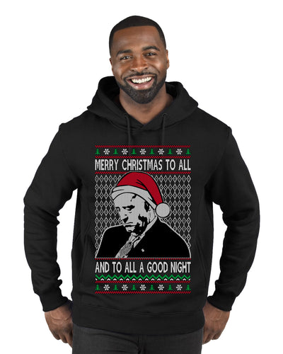 Sleepy Joe Merry Xmas To All And All A Good Night Ugly Christmas Sweater Premium Graphic Hoodie Sweatshirt