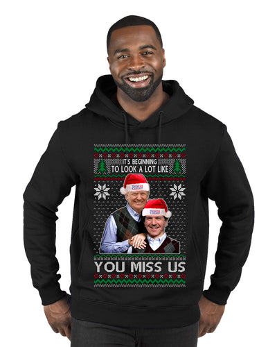 Beginning To Look Like You Miss Us Trump Carlson 24 Ugly Christmas Sweater Premium Graphic Hoodie Sweatshirt