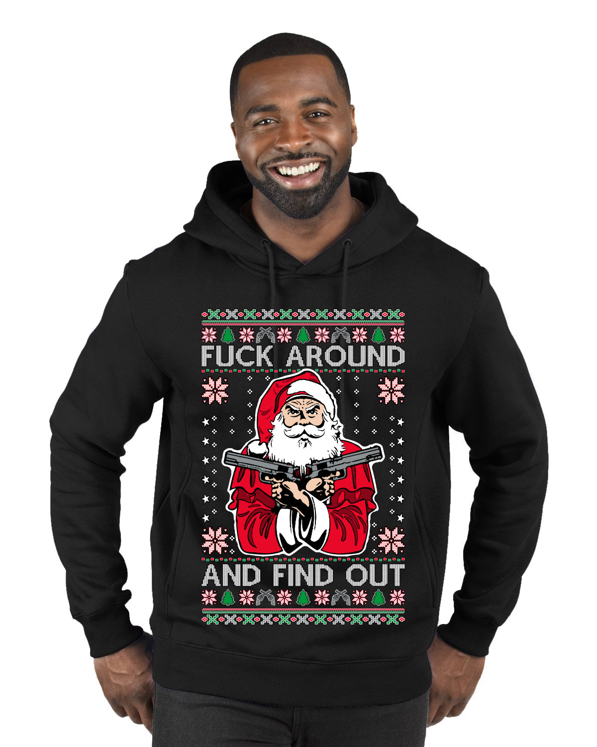 F Around And Find Out Santa Ugly Christmas Sweater Premium Graphic Hoodie Sweatshirt