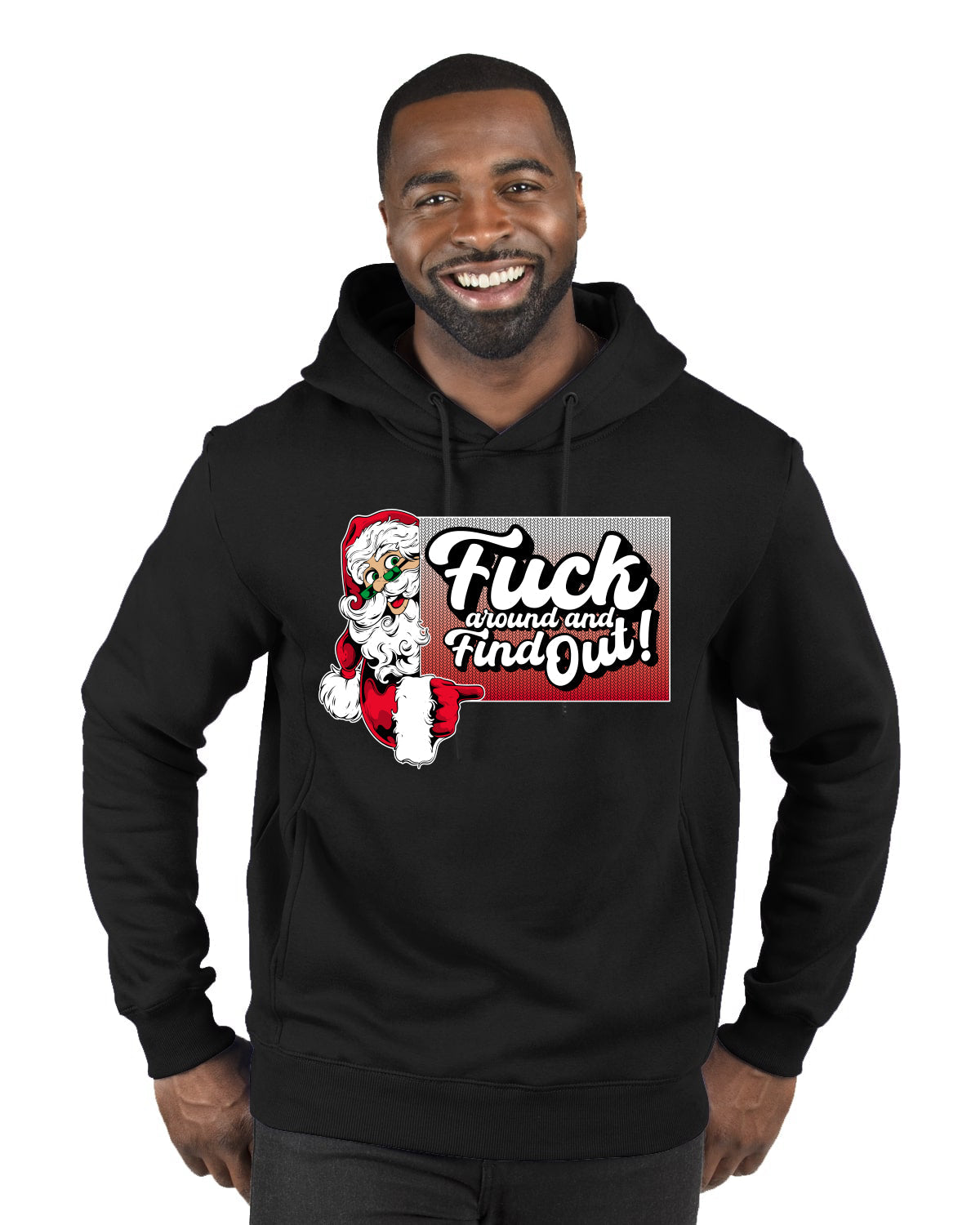 F Around And Find Out Santa Sign Ugly Christmas Sweater Premium Graphic Hoodie Sweatshirt