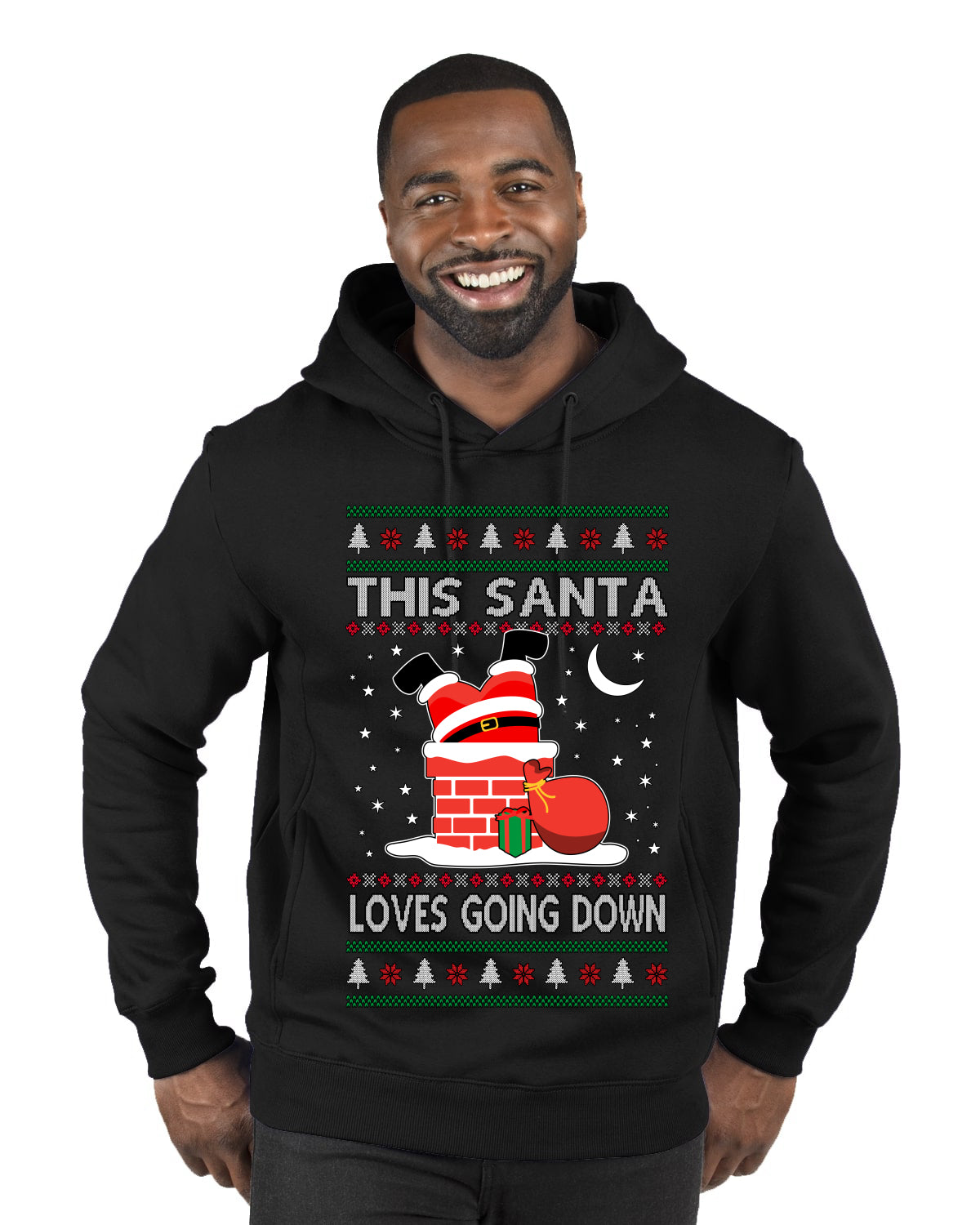 This Santa Loves going down, Funny dirty Humor, Ugly Christmas Sweater Premium Graphic Hoodie Sweatshirt