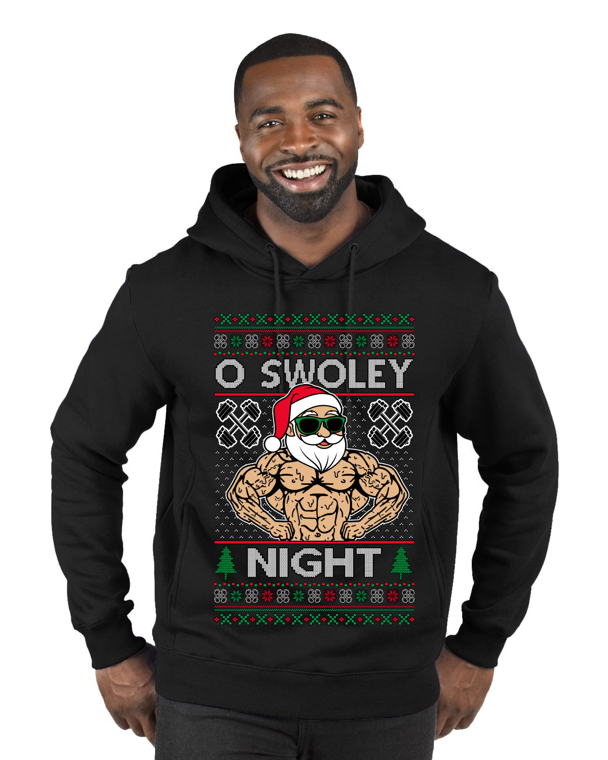 O Swoley Night, Exercise and Fitness Enthusiast, Ugly Christmas Sweater Premium Graphic Hoodie Sweatshirt