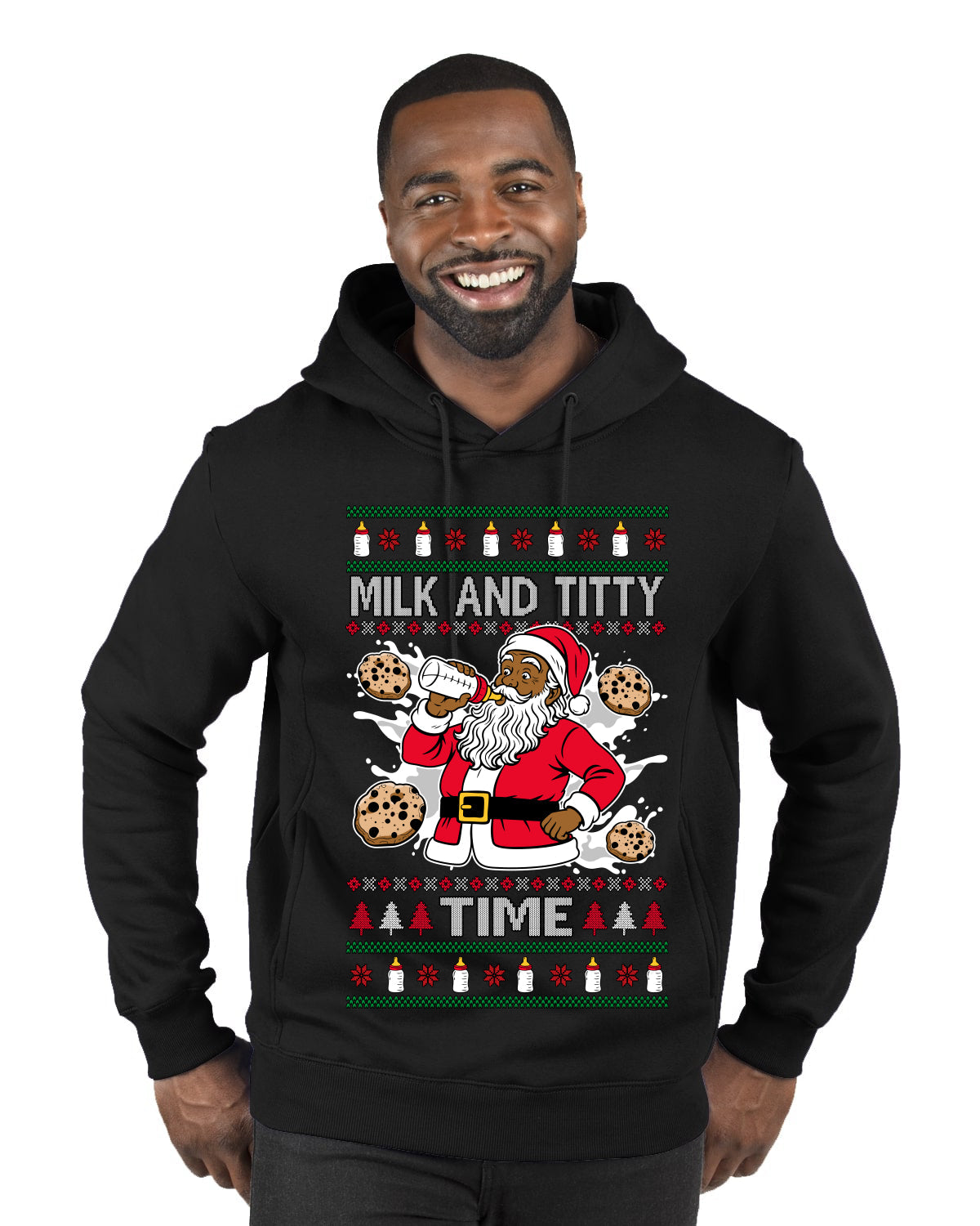 Milk And Titty Time Christmas Sweater, Ugly Christmas Sweater Premium Graphic Hoodie Sweatshirt
