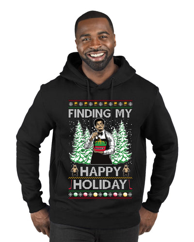 Finding My Happy Holiday, Ugly Christmas Sweater Premium Graphic Hoodie Sweatshirt